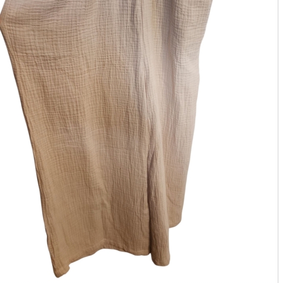 4OUR Dreamers ANTHROPOLOGIE Women's tan jumpsuit SMALL tie Top Wide Leg Ankle - Picture 4 of 8